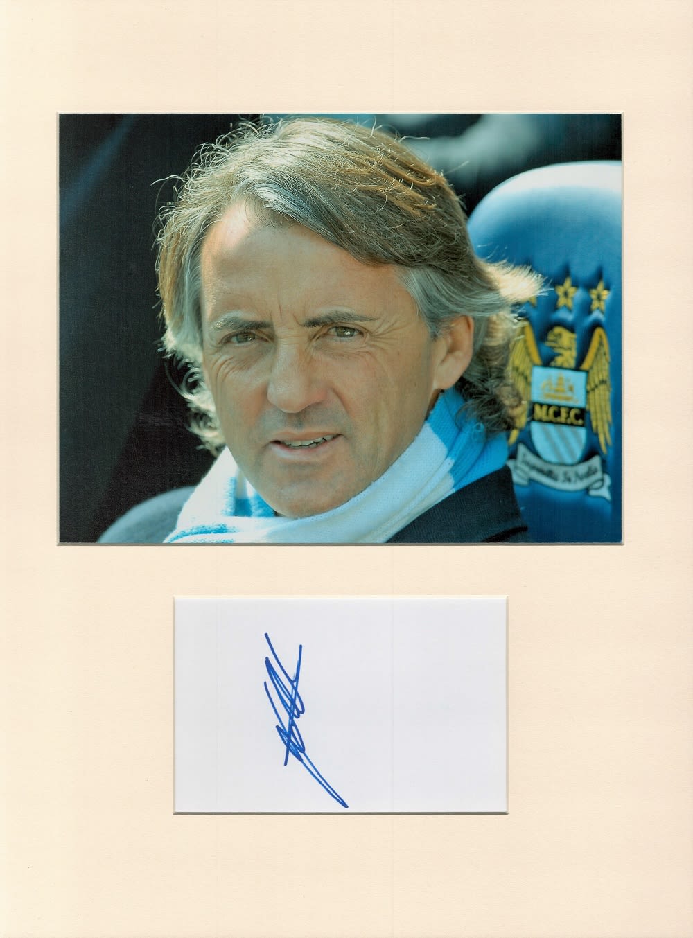 Lot 292: Football Roberto Mancini 16x12 overall Manchester City mounted...