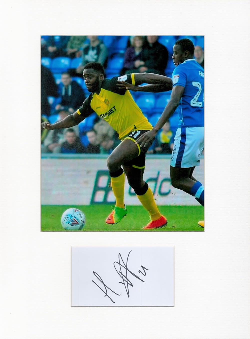 Lot 296: Football Hope Akpan 16x12 overall Burton Albion mounted...
