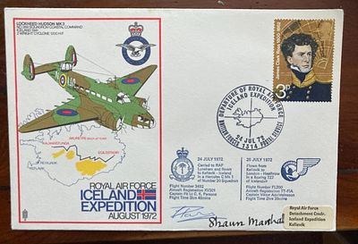 C15b RAF Iceland Expedition 1972 cover double flown rare double signed variety. 24 Jul 72 BFPS 