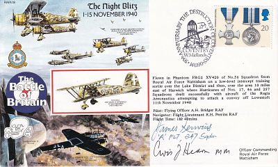 RAFA18 50th Anniv destruction Coventry Signed J. V. Renvoize Battle of Britain and Avis Hearn 