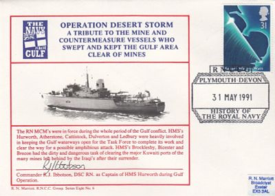 8RNCC6a Operation Desert Storm R J Ibbotson Capt HMS Hurworth Gulf Operation. 31 May 1991 