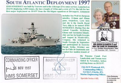 HMS Somerset South Atlantic Deployment 1997 Double Signed Westwood, Saxby. 13th November 1997 