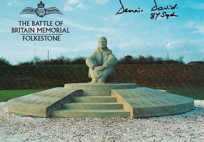 Postcard of Capel le Ferne Folkestone Signed by D David Battle of Britain Pilot. Coloured 