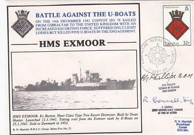 5RNCC37b HMS Exmoor Battle against the U-boats signed 2 involved on HMS Exmoor. HMS Exmoor 7 