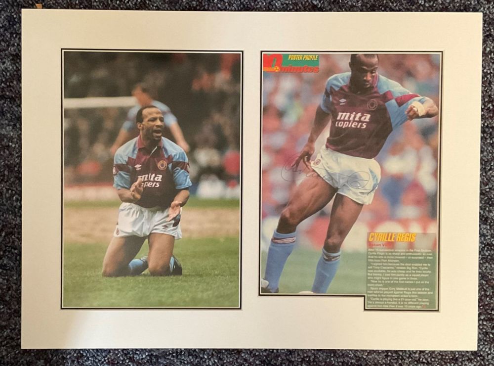 Lot 321: Football Cyrille Regis 19x15 overall Aston Villa mounted...