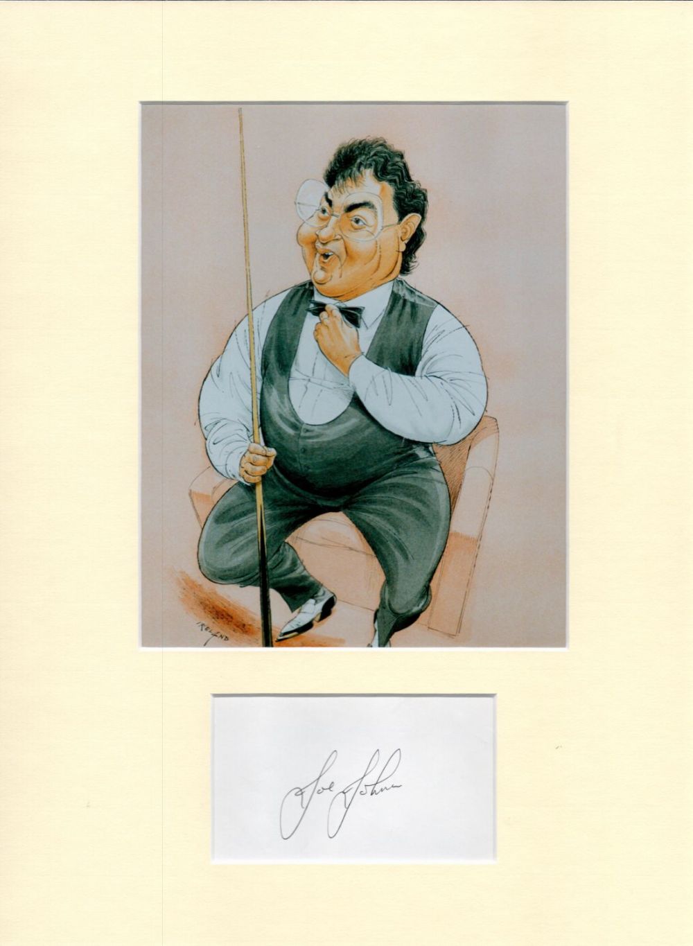 Lot 339: Snooker Joe Johnson 16x12 overall mounted signature piece....