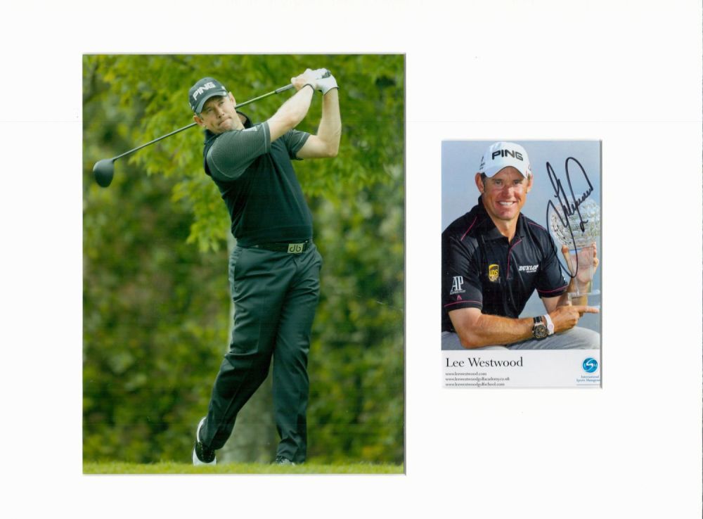 Lot 345: Golf Lee Westwood 16x12 mounted signature piece. Good...