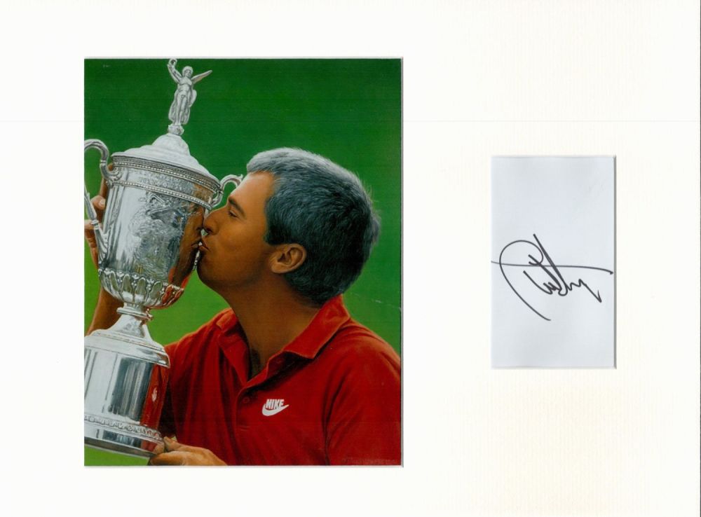 Lot 352: Golf Curtis Strange 16x12 mounted signature piece. Good...
