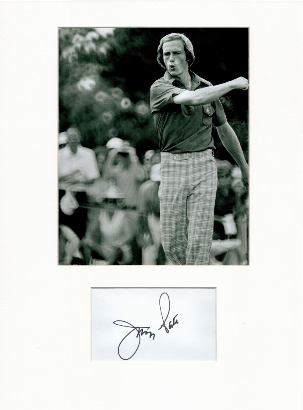 Lot 354: Golf Jerry Pate 16x12 overall mounted signature piece....