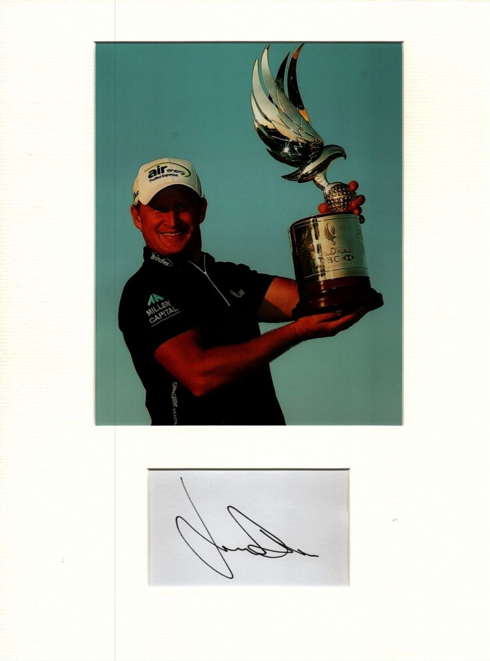 Lot 366: Golf Jamie Donaldson 16x12 overall mounted signature piece....