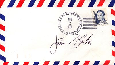 Astronaut Colonel John Blaha signed envelope PM Titusville, FL Astronaut Trail STA. 32782.