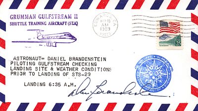 Astronaut Captain USN Daniel Brandenstein signed Grumman Gulfstream II Shuttle Training 