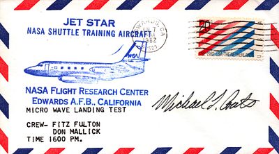 Astronaut Captain USN Michael Coats signed Jet Star Nasa Shuttle Training Aircraft envelope PM 