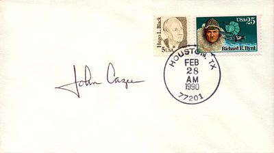 Astronaut Colonel USAF John Casper signed envelope PM Houston, TX Feb 28 AM 1990 77201.