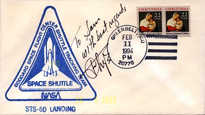 Astronaut Franklin Chang-D&iacute;az signed NASA Space Shuttle STS-60 Landing envelope PM Greenbelt 