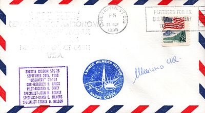 Astronaut Lt Col Italian Air Force Maurizio Cheli signed Shuttle Mission STS-26 envelope PM I.a 