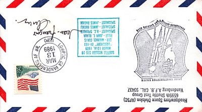 Astronaut General Jean-Loup Chr&eacute;tien signed Shuttle Mission STS-29 envelope PM Lompoc CA 