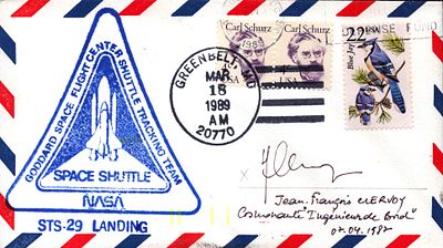 Astronaut Brigadier General Jean-Fran&ccedil;ois Clervoy signed NASA STS -29 Landing envelope PM 