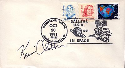 Astronaut General USAF Kevin Chilton signed envelope pm Motopex-91 Oct 20, 1991, 48127 Dearborn 