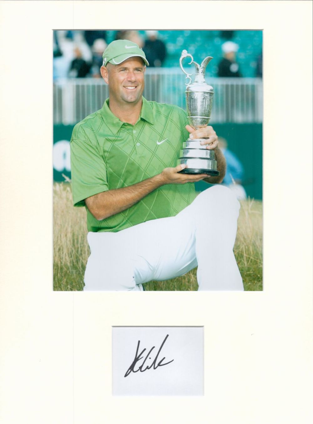 Lot 376: Golf Stewart Cink 16x12 overall mounted signature piece....