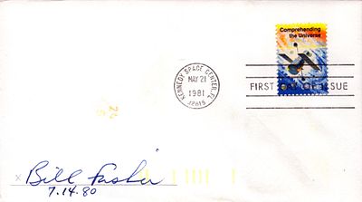 Astronaut William Frederick Fisher signed envelope PM Kennedy Space Center . FL May 21, 1981, 32815.