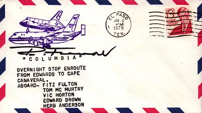 Astronaut Reinhard Furrer signed Space Shuttle" Columbia" envelope EL PASO PM 1979 TEX.