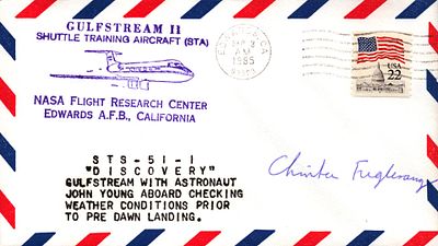 Astronaut Christer Fuglesang signed Gulfstream II Shuttle Training Aircraft (STA) pm Edwards 