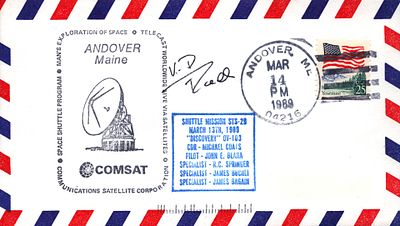 Astronaut Klaus-Dietrich Flade signed NASA Space shuttle mission STS-28 envelope PM Andover ,ME 