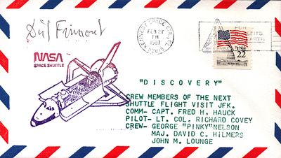 NASA Dirk Frimout signed NASA Space Shuttle "Discovery" envelope PM Kennedy Space CTR Feb 27 PM 