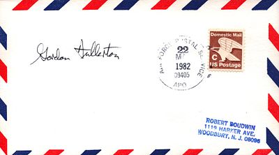 Astronaut Colonel USAF C. Gordon Fullerton signed envelope PM Air Force Postal Service 22 MA 