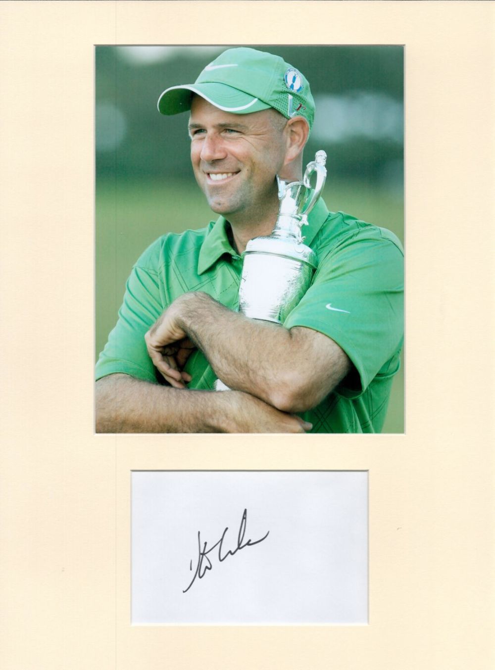 Lot 378: Golf Stewart Cink 16x12 overall mounted signature piece....