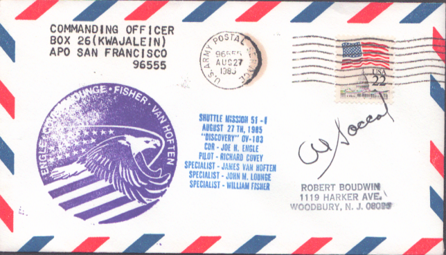 Lot 152: Astronaut Albert Sacco signed Shuttle Mission 51-I envelope...