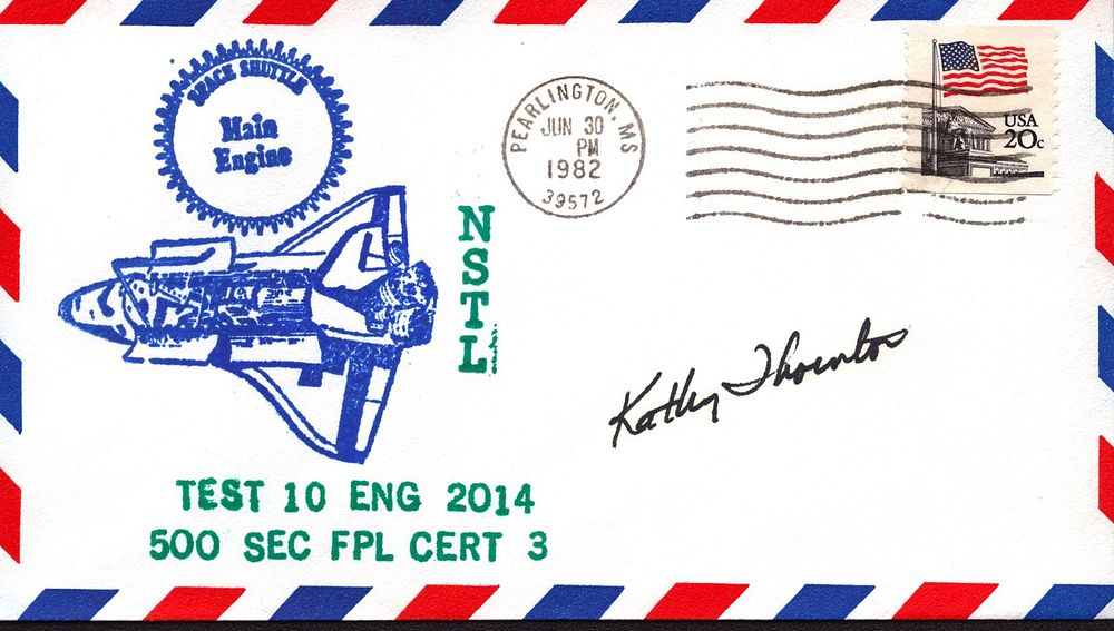 Lot 161: Astronaut Kathy Thornton signed NSTL Space shuttle envelope...