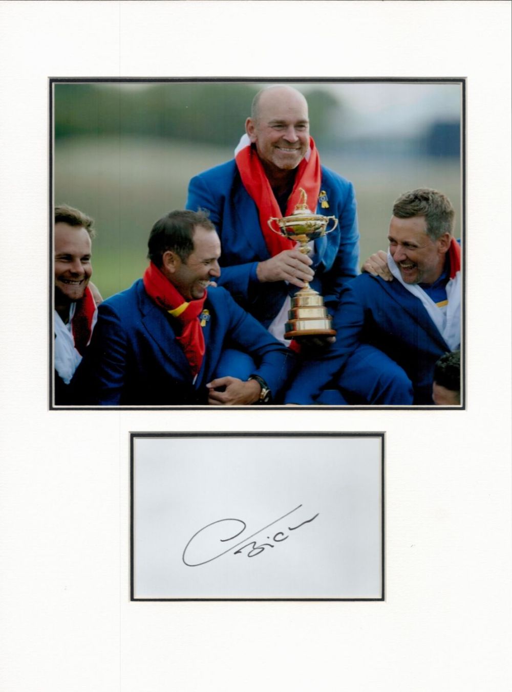 Lot 389: Golf Thomas Bjorn 16x12 overall mounted signature piece....