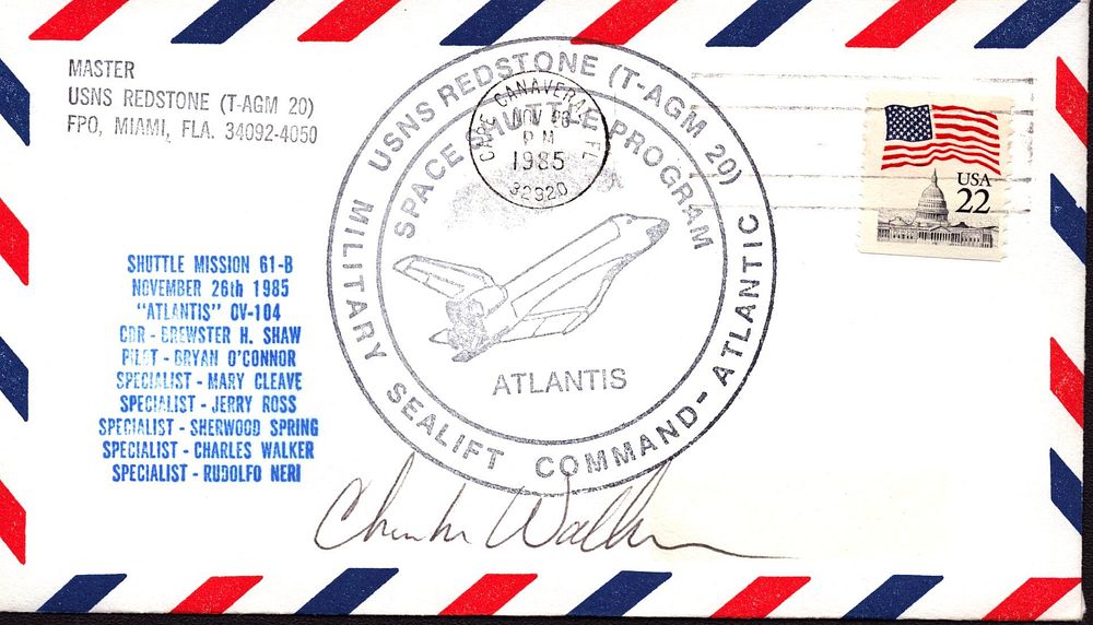 Lot 167: Astronaut Charles Walker signed Shuttle mission 61-B envelope...