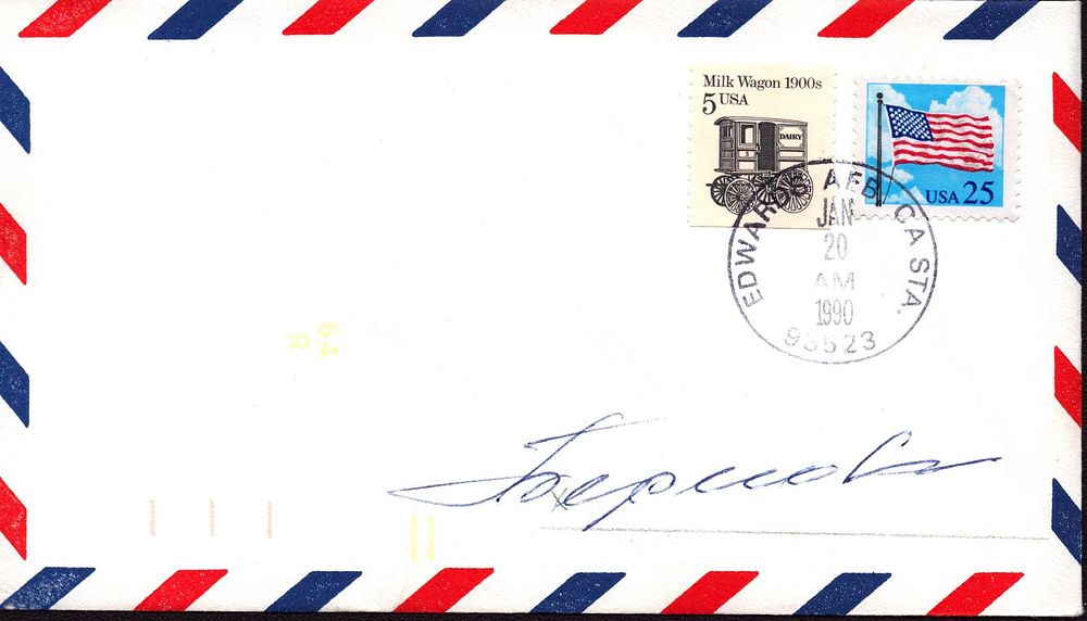 Lot 186: Cosmonaut Valery Bykovsky signed NSTL space shuttle envelope...