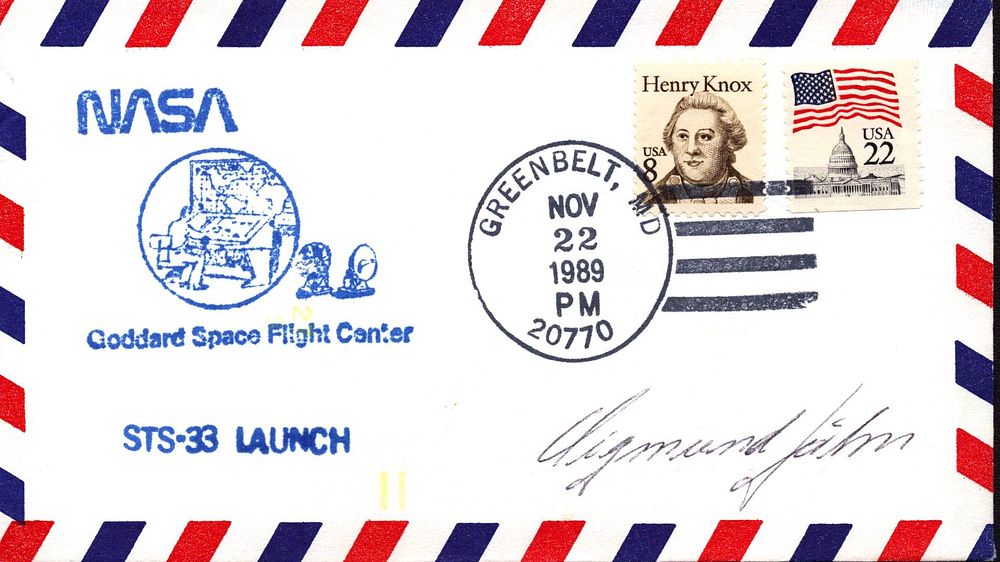 Lot 195: Cosmonaut Sigmund Jahn signed NASA STS-33 Launch envelope...