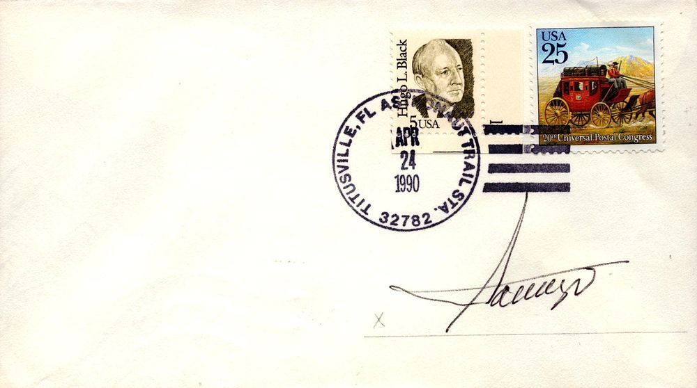 Lot 203: Cosmonaut Mendez signed envelope Titusville FL Astronaut Trail...
