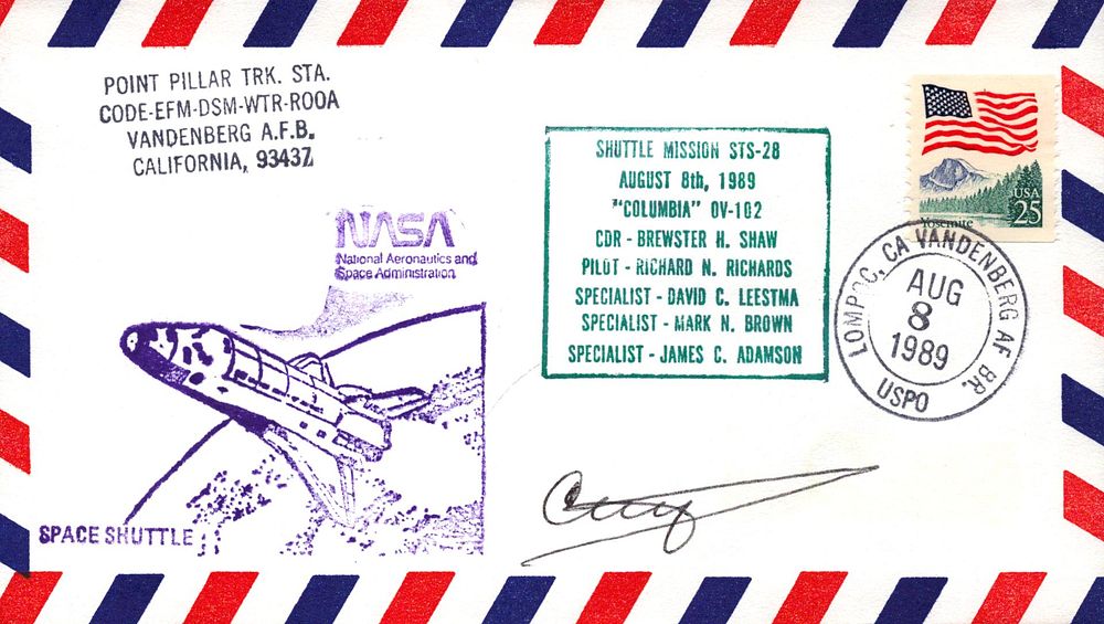 Lot 209: Cosmonaut Strevalov signed Space Shuttle mission STS-28 pm...