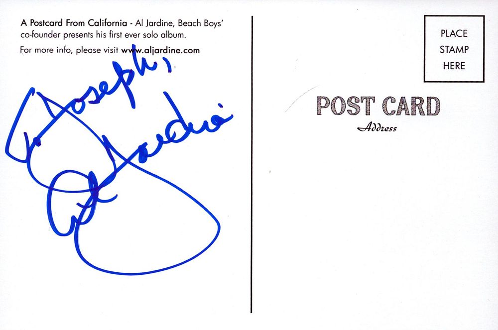 Lot 227: Al Jardine signed 6x4inch colour postcard signature on...