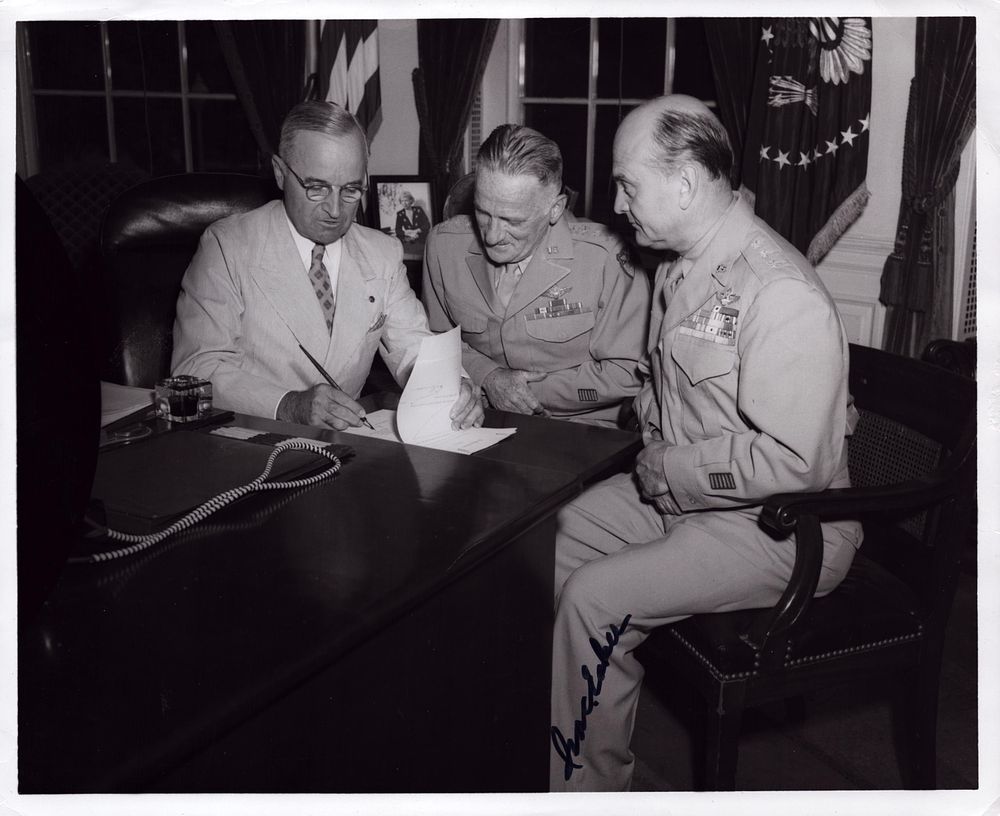 Lot 230: General Ira Eaker signed original 10x8inch black and...