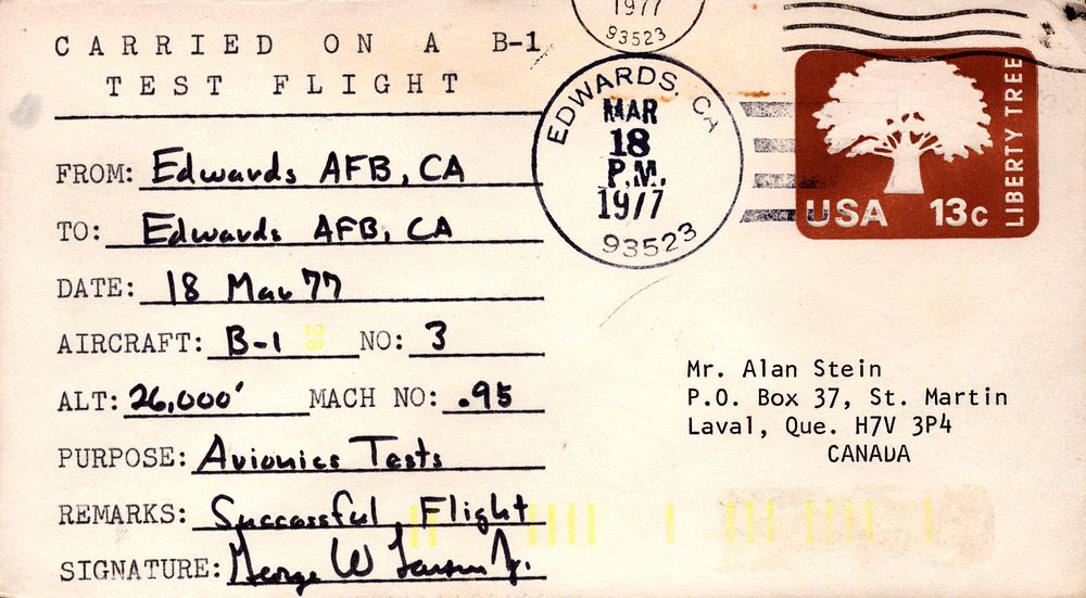 Lot 242: NASA, Larson signed B1 flown cover PM Edwards...