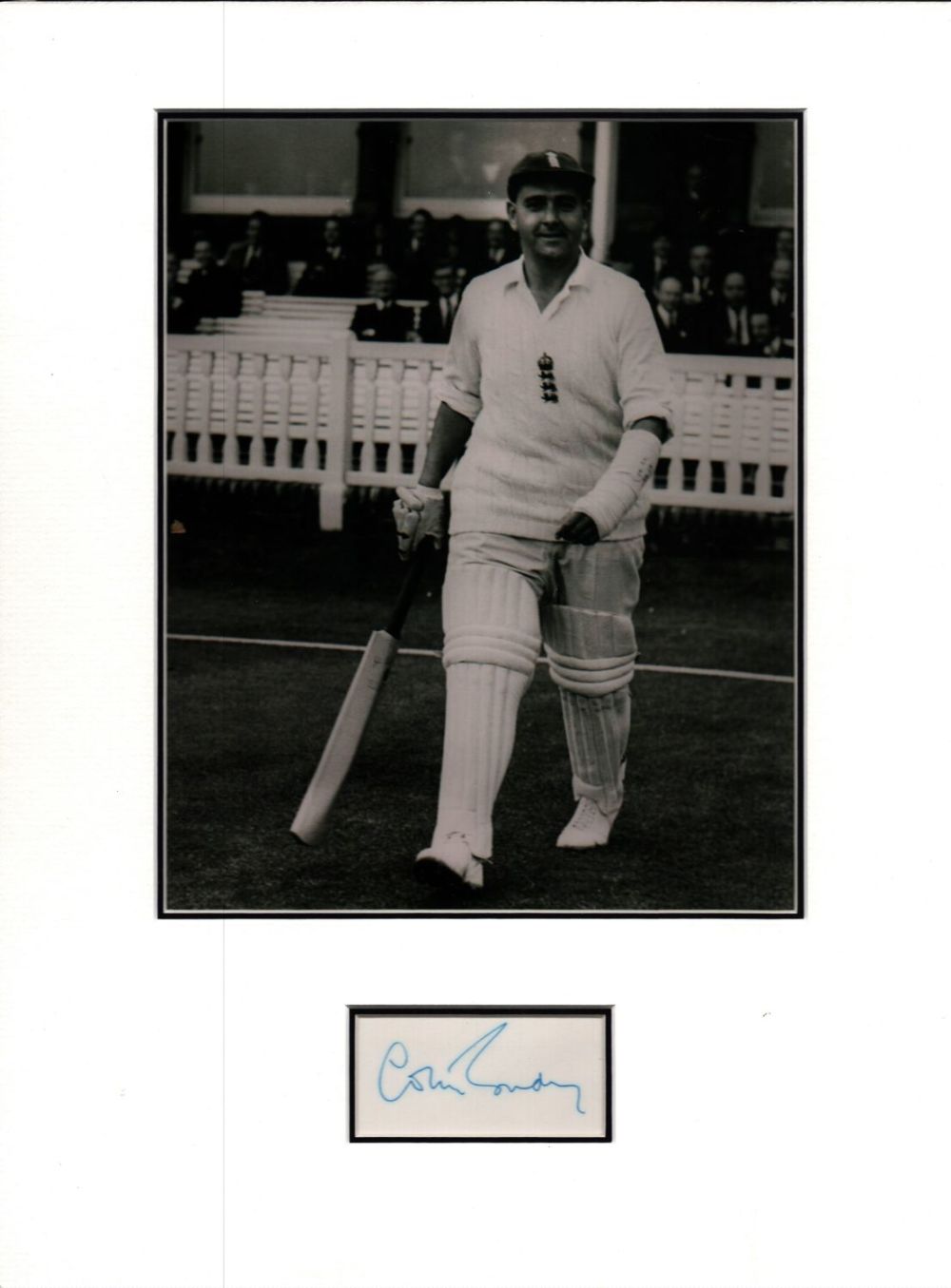 Lot 398: Cricket Colin Cowdrey 16x12 overall mounted signature piece....