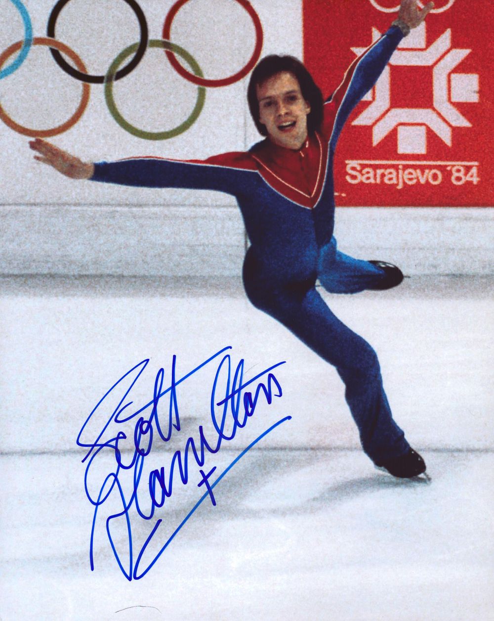 Lot 283: Scott Hamilton signed Winter Olympics 10x8inch colour photo.