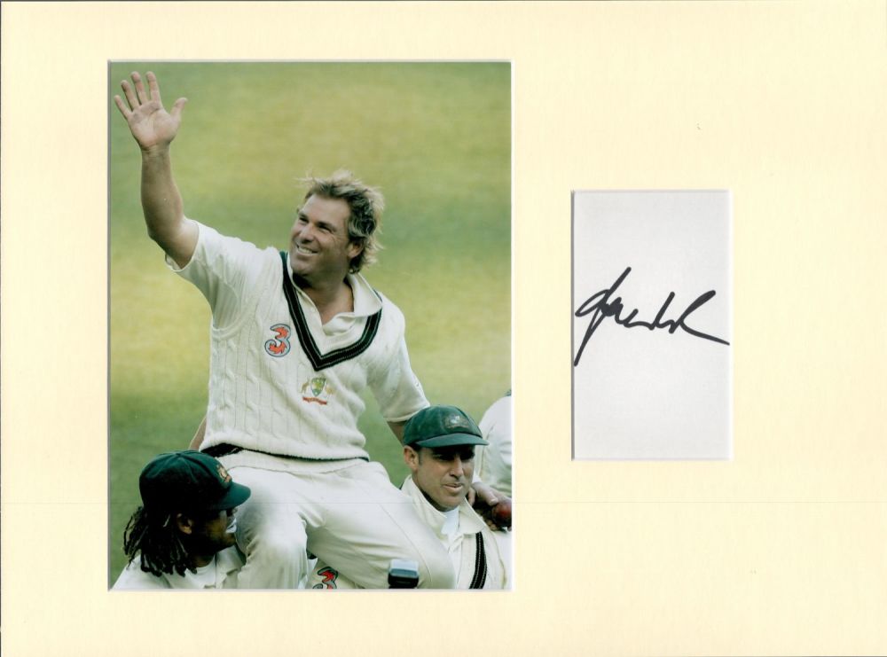 Lot 402: Cricket Shane Warne 16x12 overall mounted signature piece....