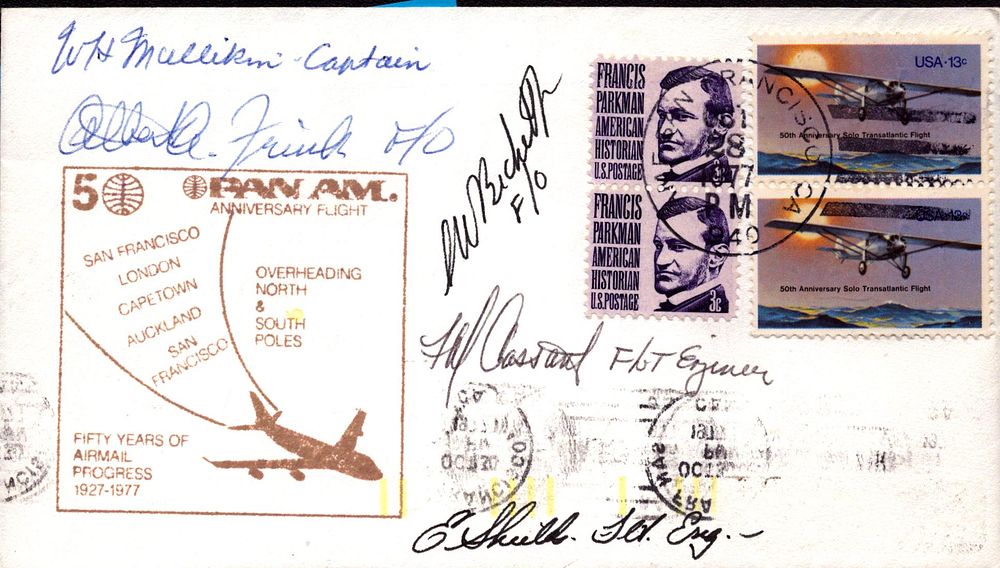 Lot 303: Pan Am 50th Anniversary Flight multi signed Flown...