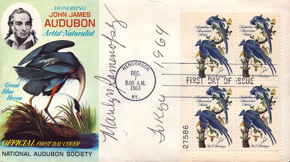 Lot 306: Marilyn Ramenenofsky signed John James Audobon FDC PM...
