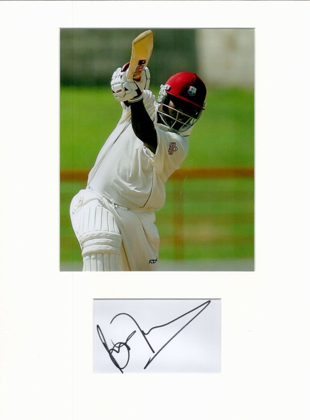 Lot 404: Cricket Brian Lara 16x12 overall mounted signature piece....