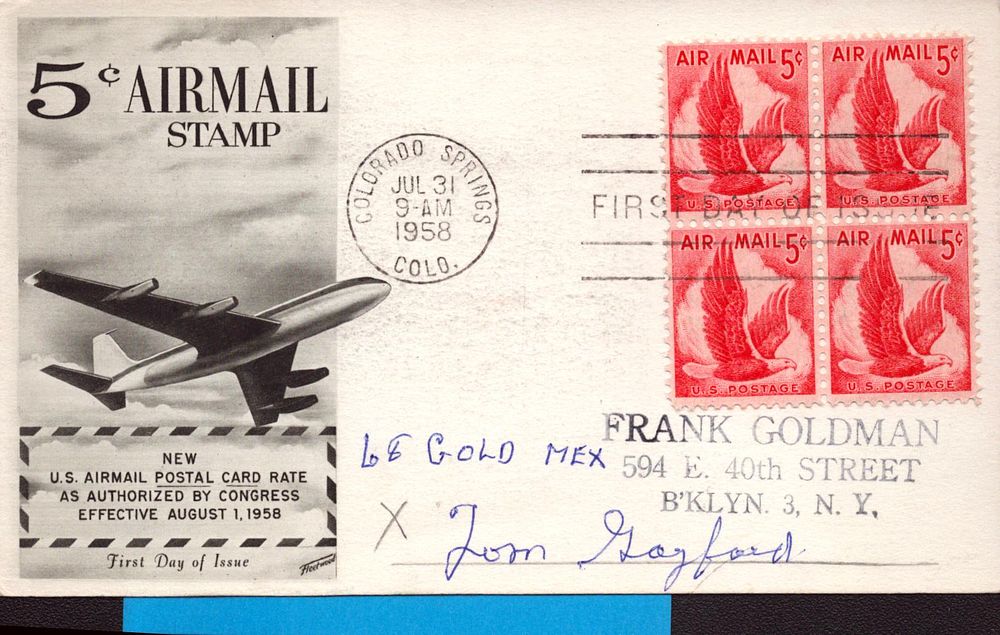 Lot 318: Tom Gagford signed 5c Air Mail postal card...