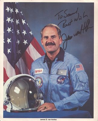 Astronaut James D. van Hoften signed NASA 10x8 inch colour photo. Dedicated. NASA Space 